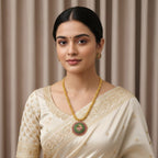 Antique Gold Peacock Pendant Chain Set 
