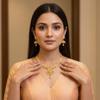 Antique Gold Polkii Peacock Rajvadi Necklace
