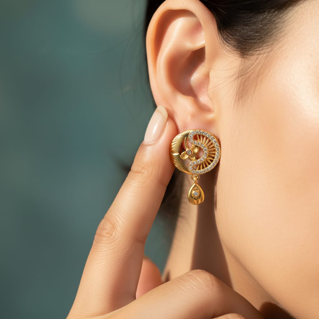 Bahar Beli CZ Swirl Teardrop Drop Earrings