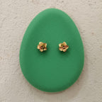 Tri-Tone Camellia Gold Stud Earrings