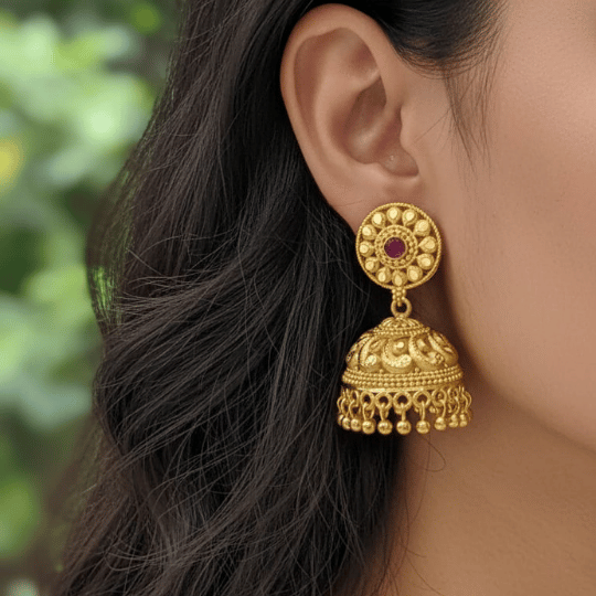Micro Gold Plated Antique Jhumka Earrings