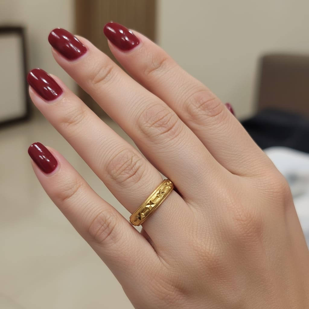 Micro Gold Plated Diamond-Cut Star Engraved Band Ring