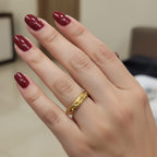 Micro Gold Plated Diamond-Cut Star Engraved Band Ring