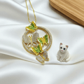 CZ Butterfly Chain Pendant Set with Earrings