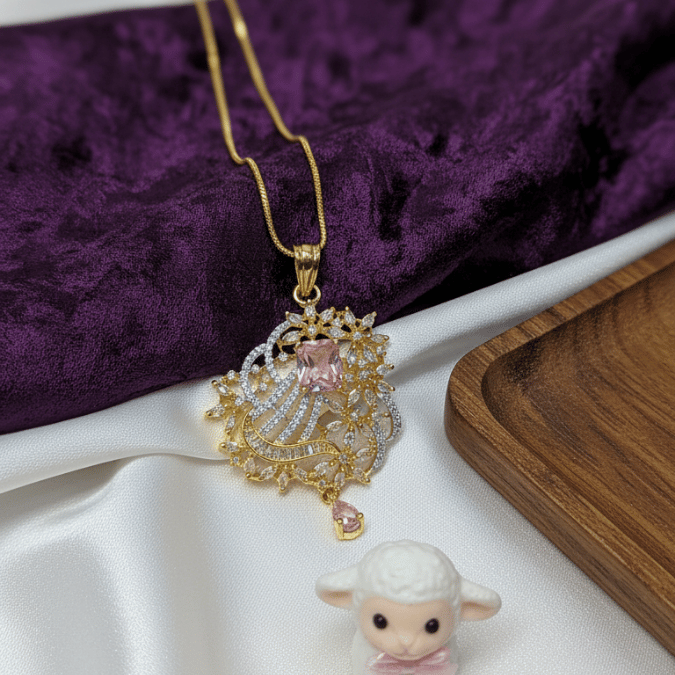 CZ Chain Pendant Set with Earrings