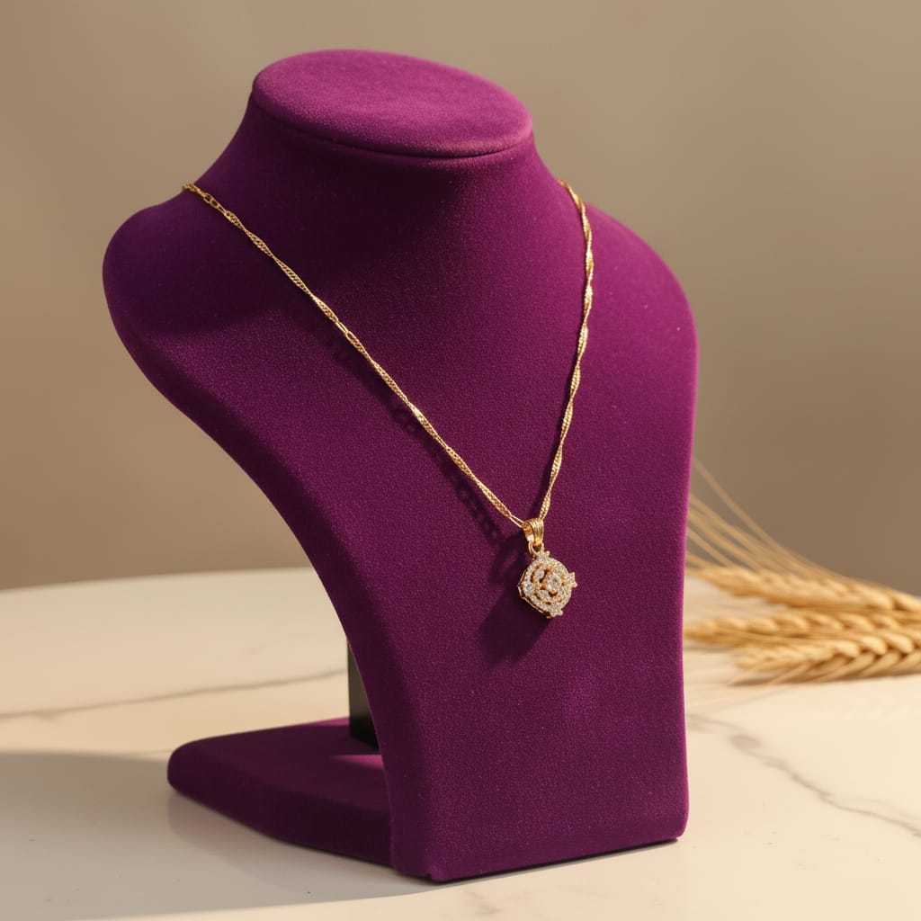 CZ Cushion Square Pendant Micro Gold Chain
