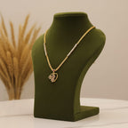 CZ Floral Heart Pendant with Gold Chain