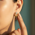 CZ Flower Ruby Teardrop Drop Earrings