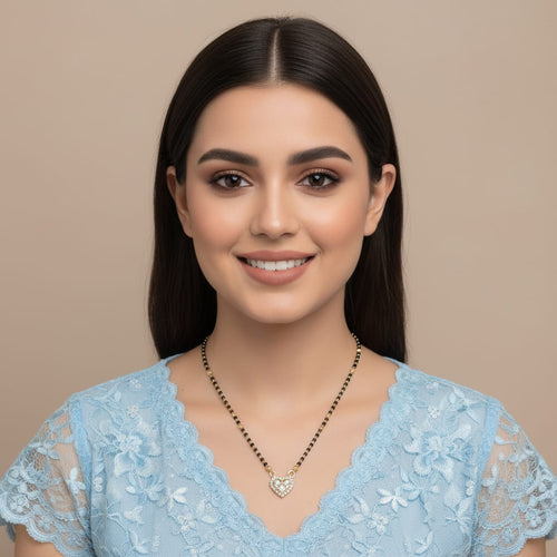CZ Heart Pendant Mangalsutra
