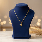 CZ Lotus Bud Gold Pendant Chain with Twisted Link