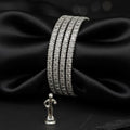 CZ Rhodium All White Bangles Set