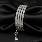 CZ Rhodium All White Bangles Set