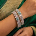 CZ Rhodium Baguette & Pastel Flower Bangles
