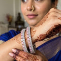 CZ Rhodium Blush Pink Baguette Ladder Bangles