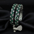 CZ Rhodium Emerald Green Marquise & White