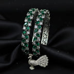 CZ Rhodium Emerald Green Marquise & White