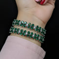 CZ Rhodium Emerald Green Flower Bangles