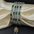CZ Rhodium Emerald Green & White Baguette Bangles