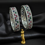 CZ Rhodium Multicolour Bangles