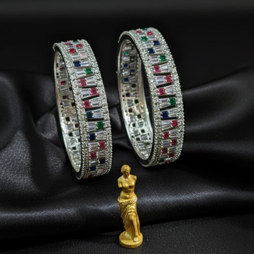 CZ Rhodium Multicolour Bangles