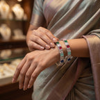 CZ Rhodium Multicolour Bold Square Stone Bangles