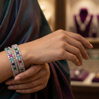 CZ Rhodium Multicolour Channel Stone Bangles