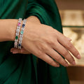 CZ Rhodium Multicolour Oval CZ Daisy Bangles
