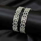 CZ Rhodium Oval & Baguette Tennis Bangles