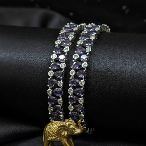 CZ Rhodium Pear & Round Tennis Bangles
