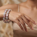 CZ Rhodium Pink Stone Floral Bangles