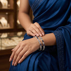 CZ Rhodium Purple Stone Floral CZ Bangles