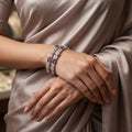 CZ Rhodium Purple Stone Floral CZ Bangles
