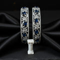 CZ Rhodium Sapphire Blue & White Floral Bangles
