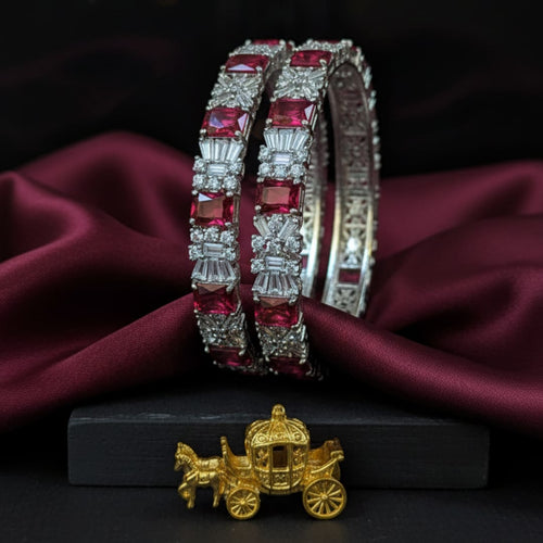CZ Rhodium Square Stone Tennis Bangles