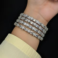 CZ Rhodium White Crystal Baguette Bangles