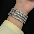 CZ Rhodium White Crystal Baguette Bangles