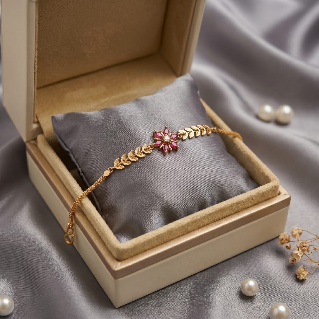 Micro Gold Forming Ruby Stone Link Bracelet