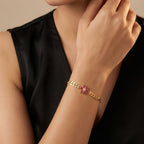 Micro Gold Forming Ruby Stone Link Bracelet