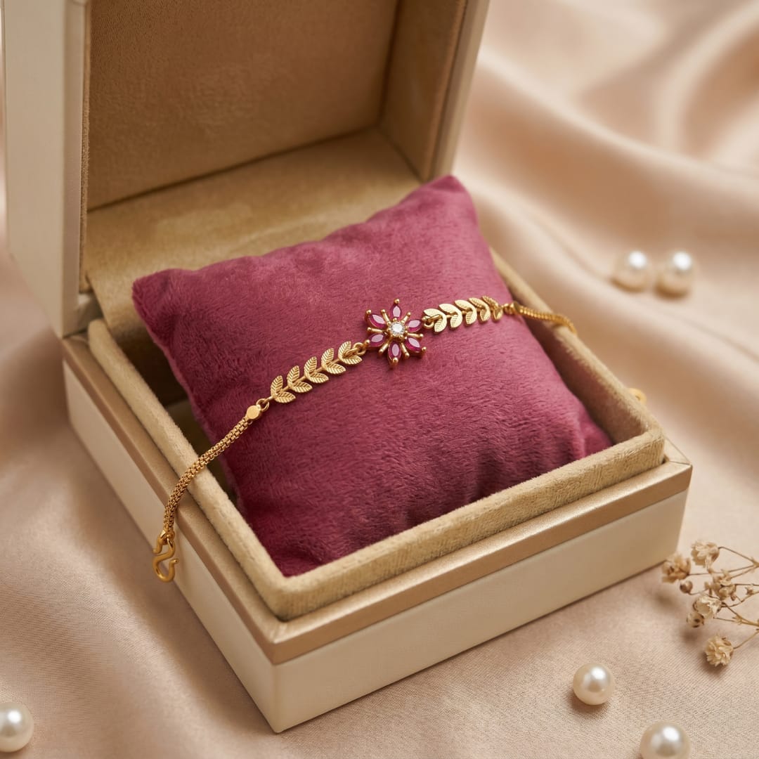 Micro Gold Forming Ruby Stone Link Bracelet