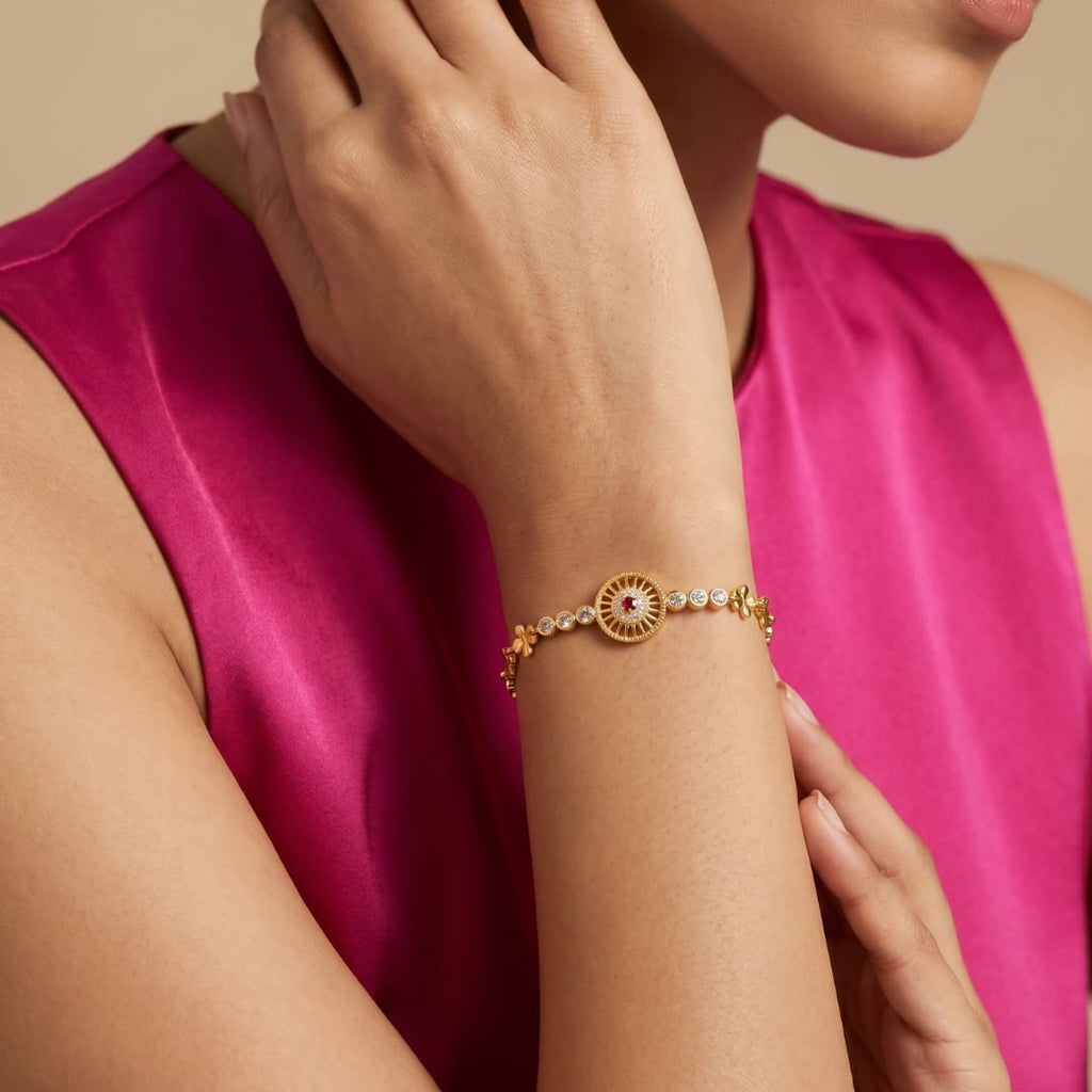 Micro Gold Forming CZ circle Bracelet