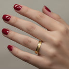 Micro Gold Plated Frosted Dual-Finish Wide Band Ring