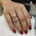 Micro Gold Plated Frosted Dual-Finish Wide Band Ring