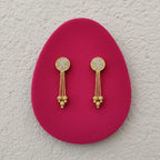 Round Pave CZ Disc Gold Bead Chain Tassel Earrings