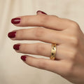  Diamond Cut Textured Micro Gold Ring 