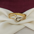 Double Teardrop Loop Crystal-Edge Gold-Tone Bangle