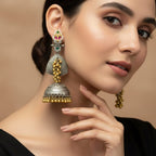 Dual Tone Long Jhumka Earrings 