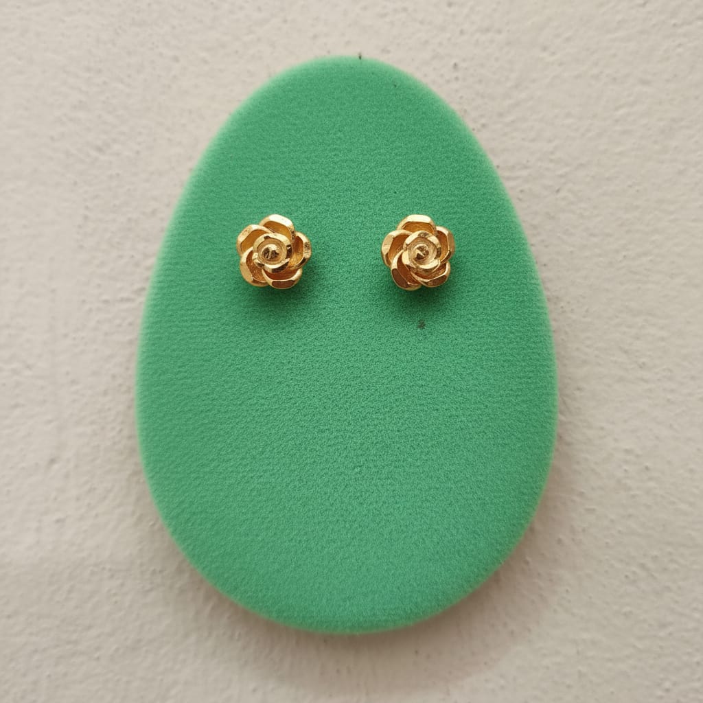 Gold Rose Bloom Stud Earrings