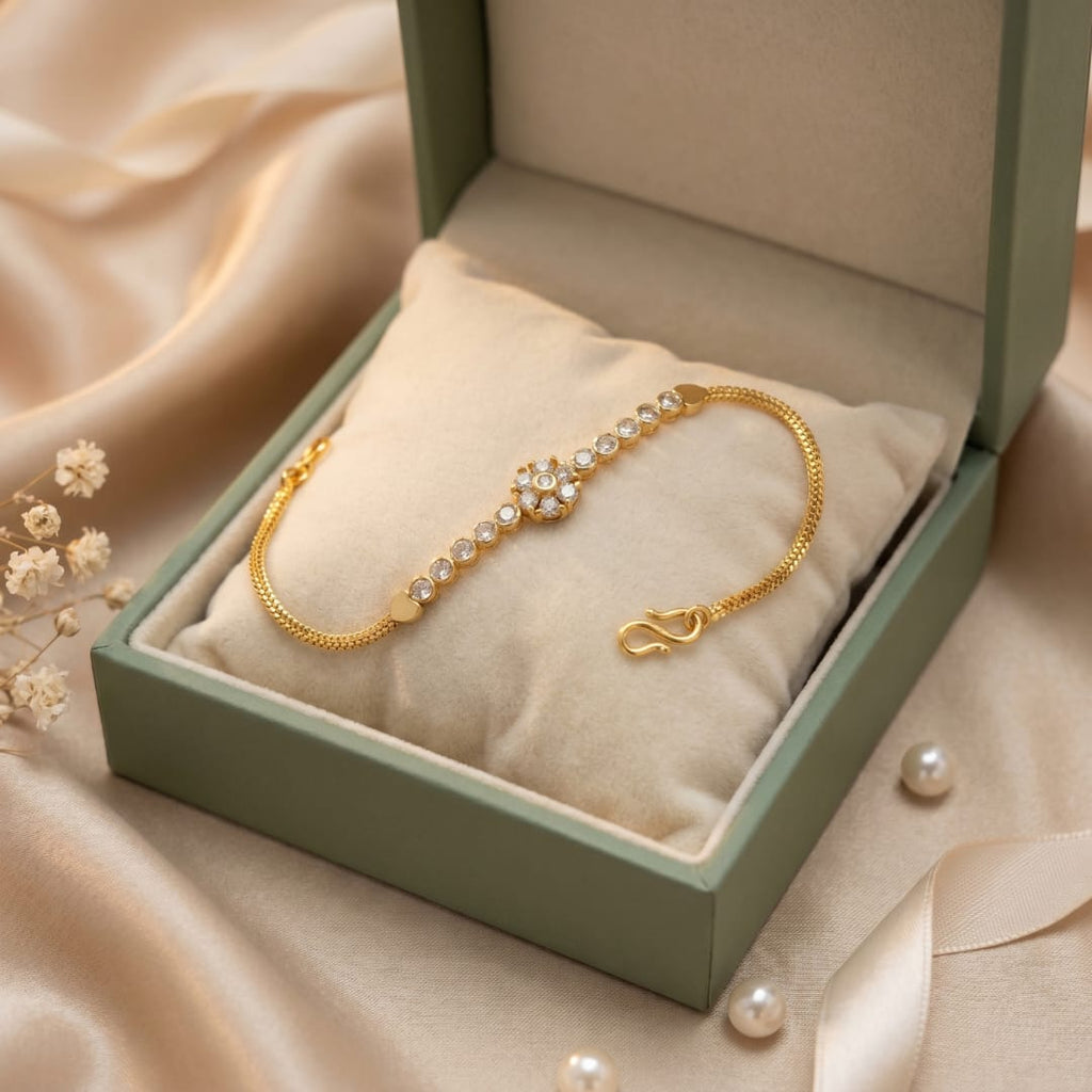 Micro Gold Forming CZ Flower Chain Bracelet