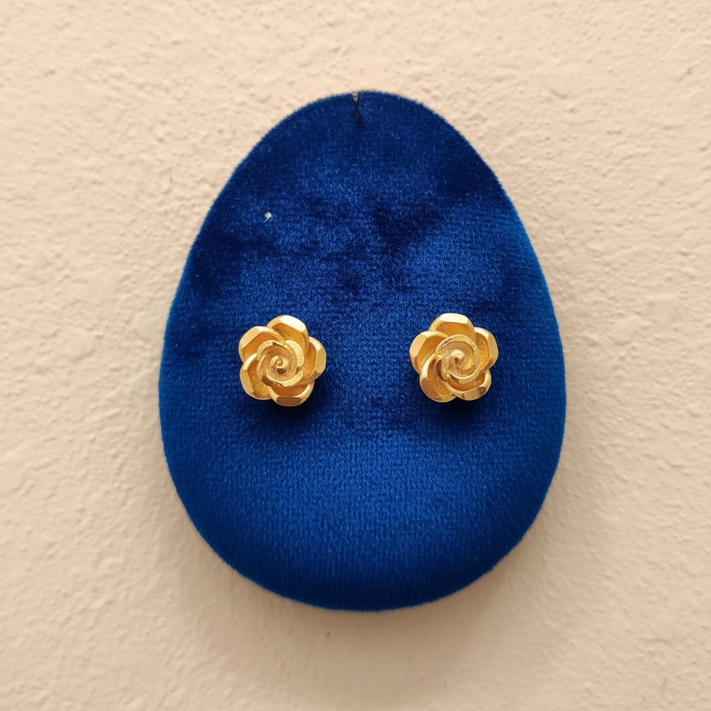 Gold Rose Bloom Stud Earrings
