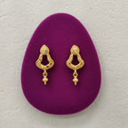 Gold Engraved Open Drop Earrings with Ghungroo